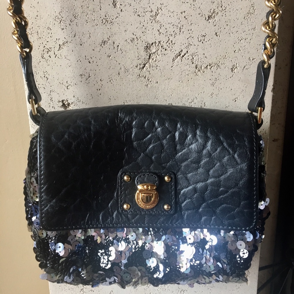 Marc Jacobs luxury sequined mini Debbie black bag